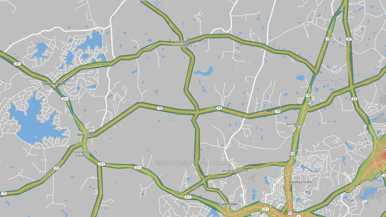 West End, NC Map of Noise Levels in West End