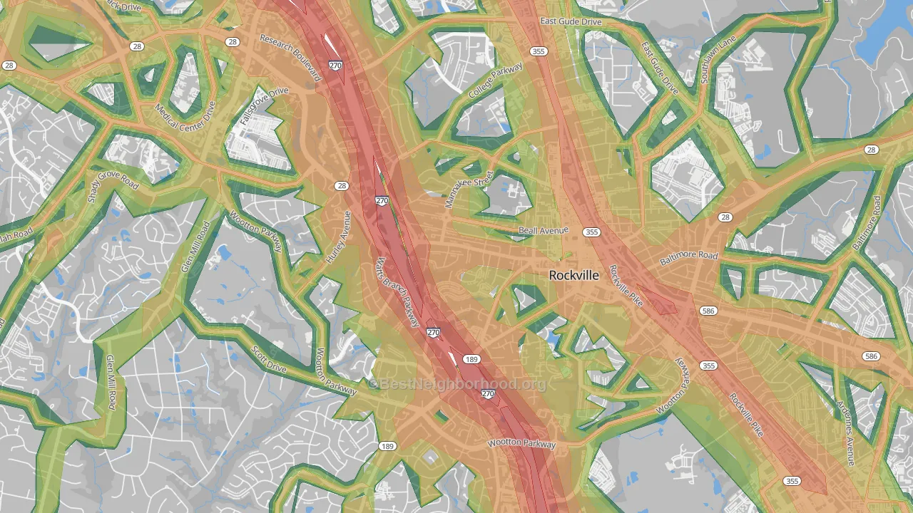West End Park, Rockville, MD Map of Noise Levels in West End Park
