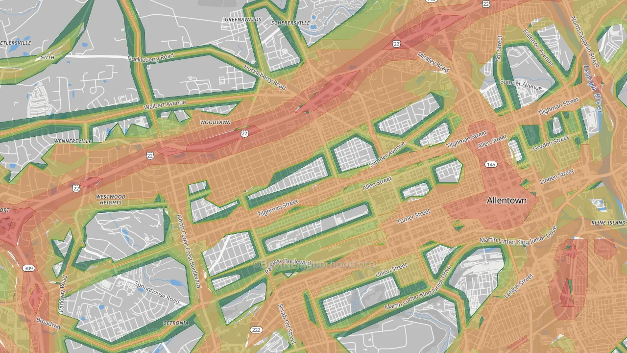 West End Theatre District, Allentown, PA Map of Noise Levels in West End Theatre District