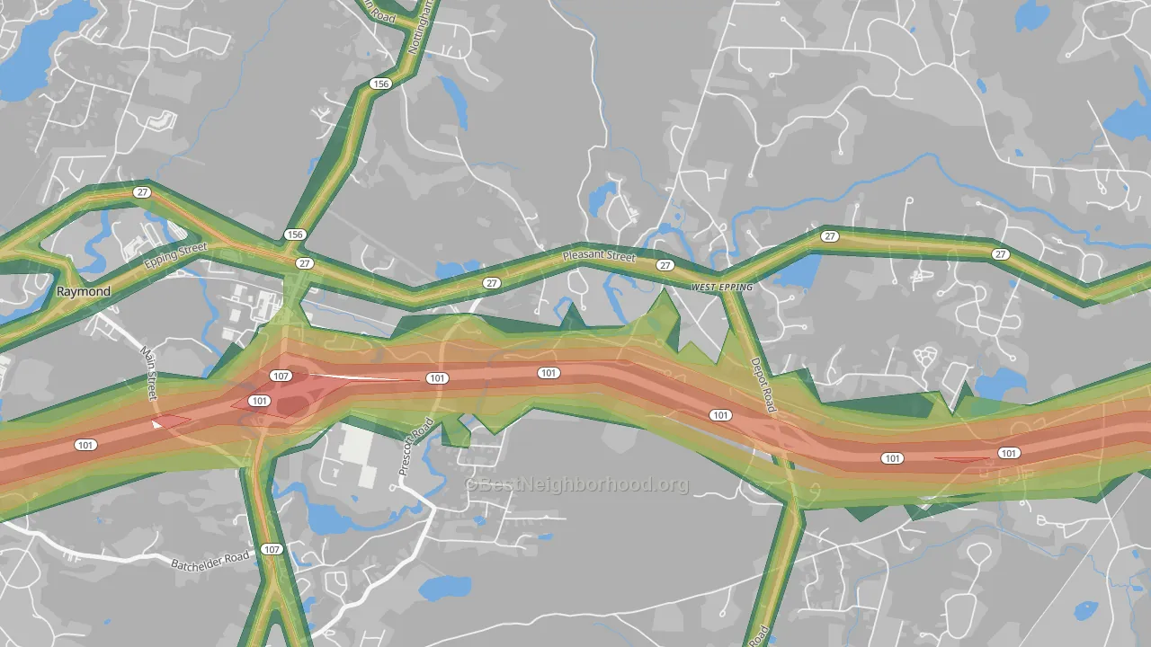 West Epping, NH Map of Noise Levels in West Epping