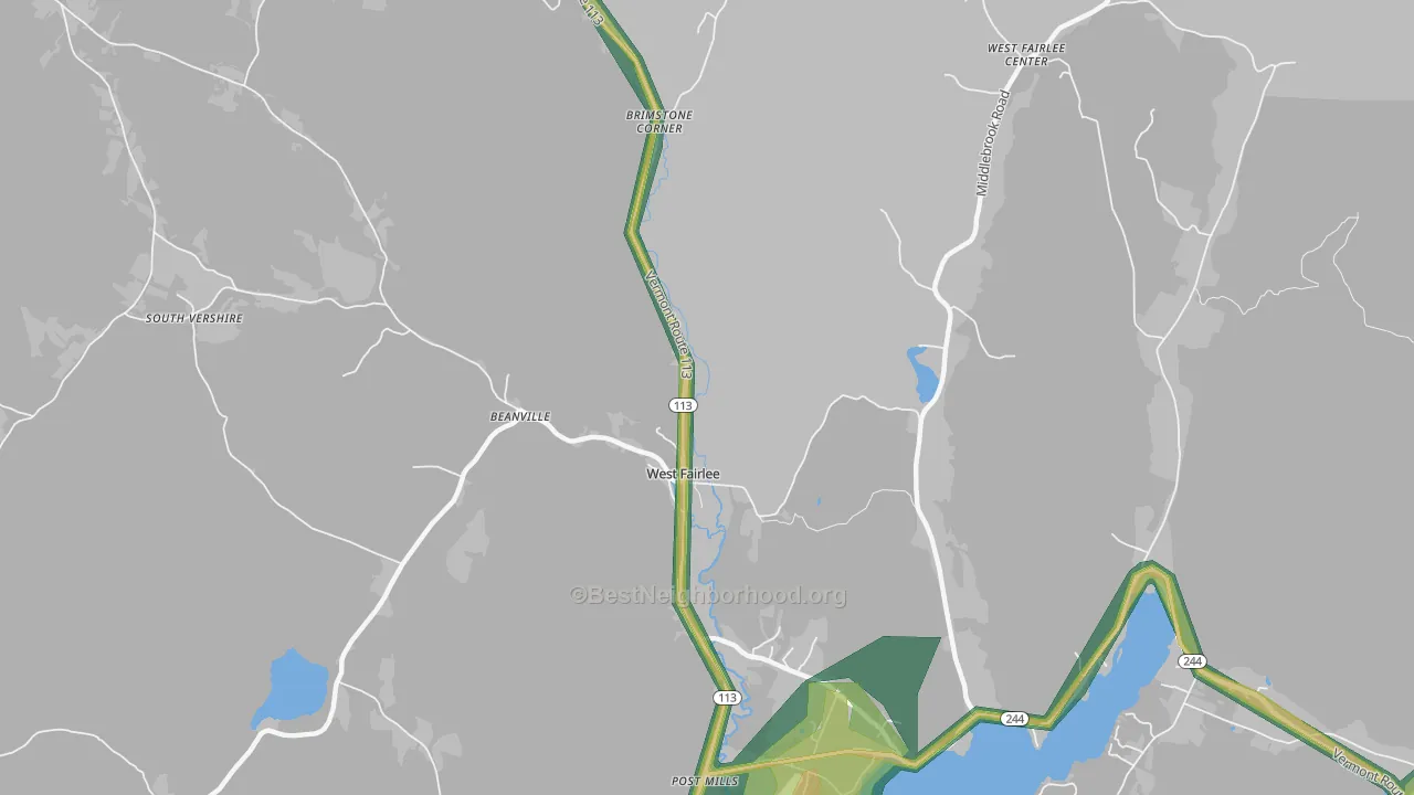 West Fairlee, VT Map of Noise Levels in West Fairlee