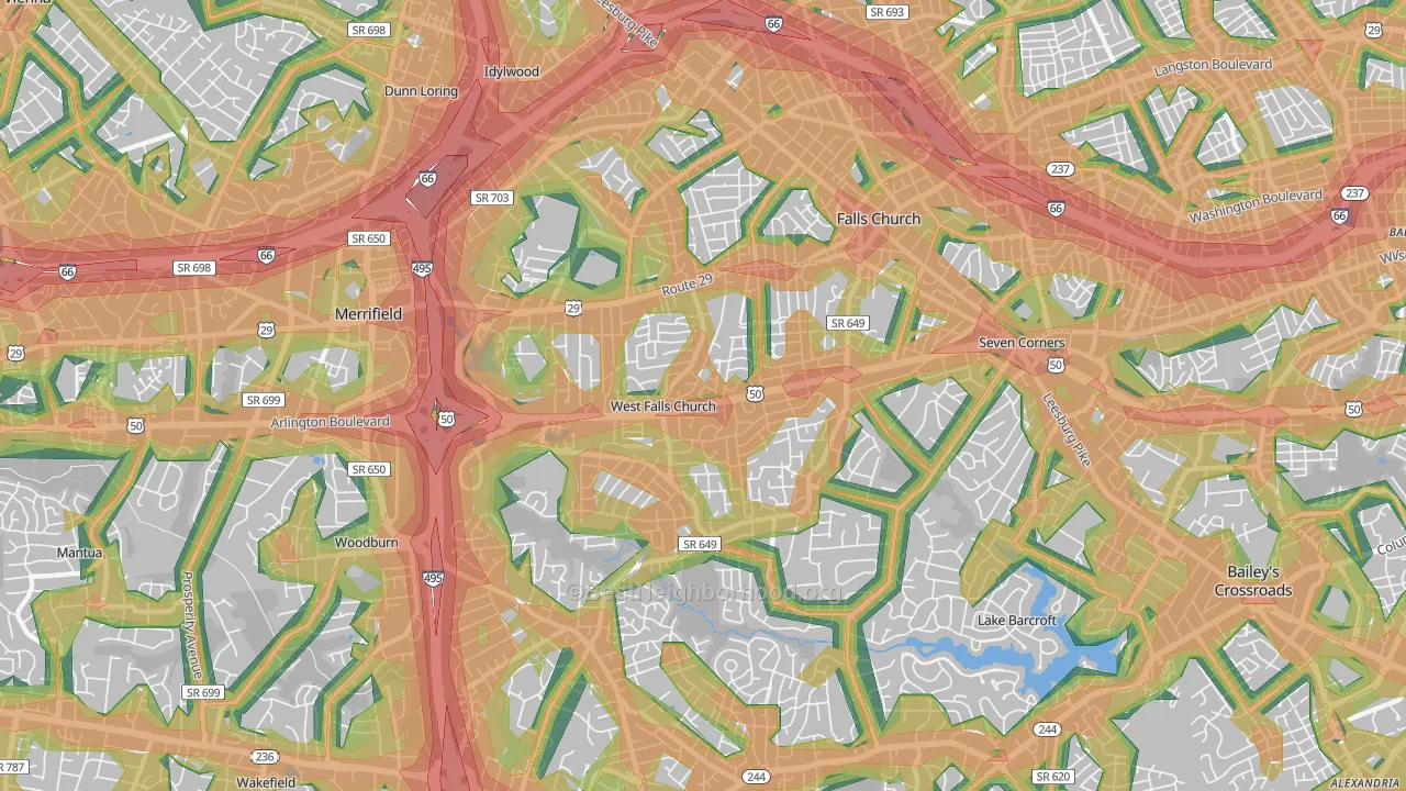 West Falls Church, VA Map of Noise Levels in West Falls Church