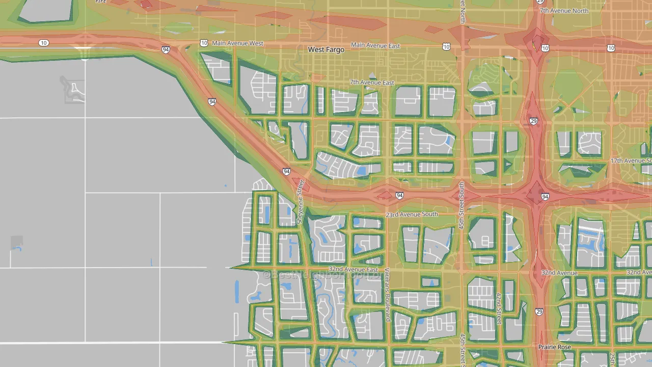 West Fargo, ND Map of Noise Levels in West Fargo