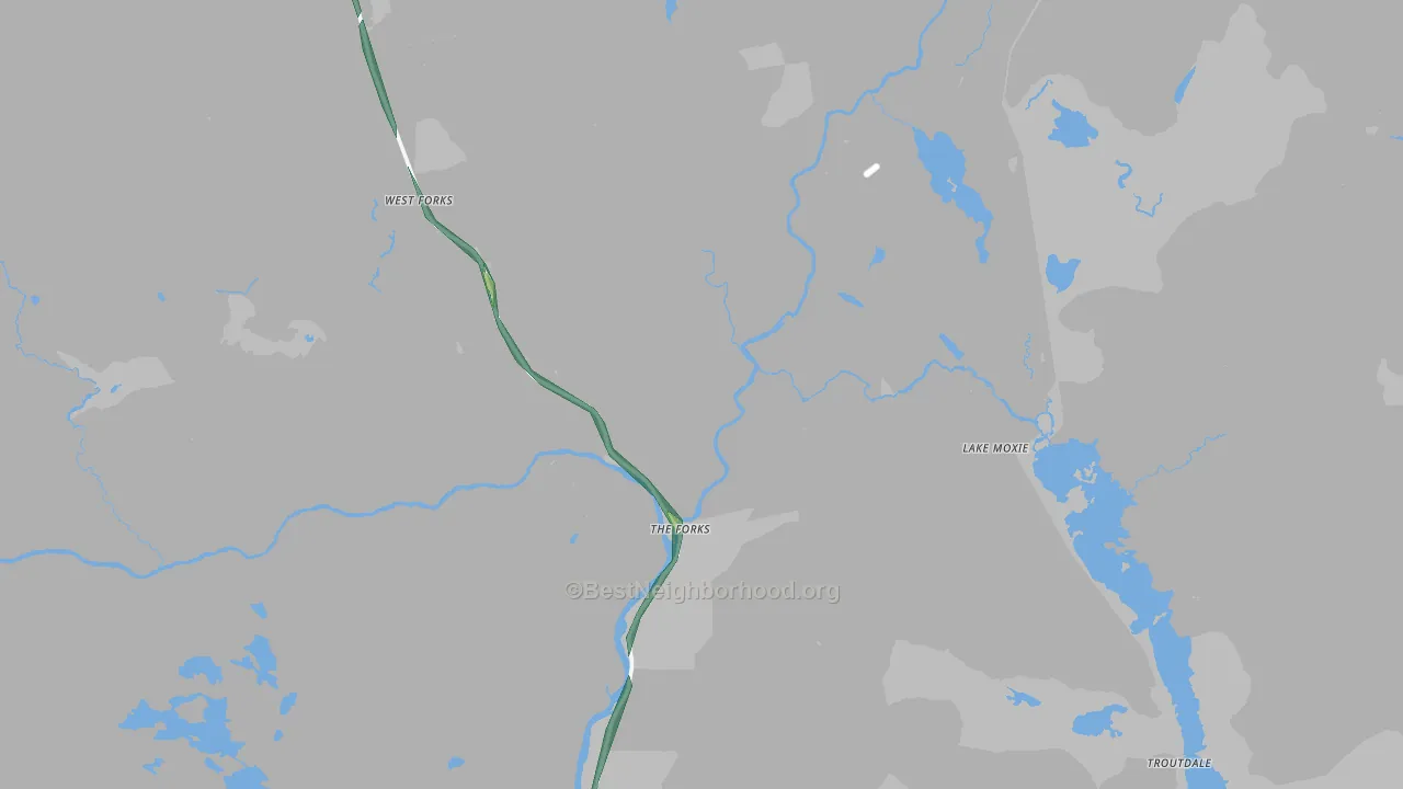 West Forks, ME Map of Noise Levels in West Forks