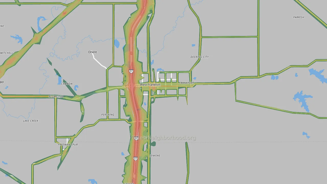 West Frankfort, IL Map of Noise Levels in West Frankfort