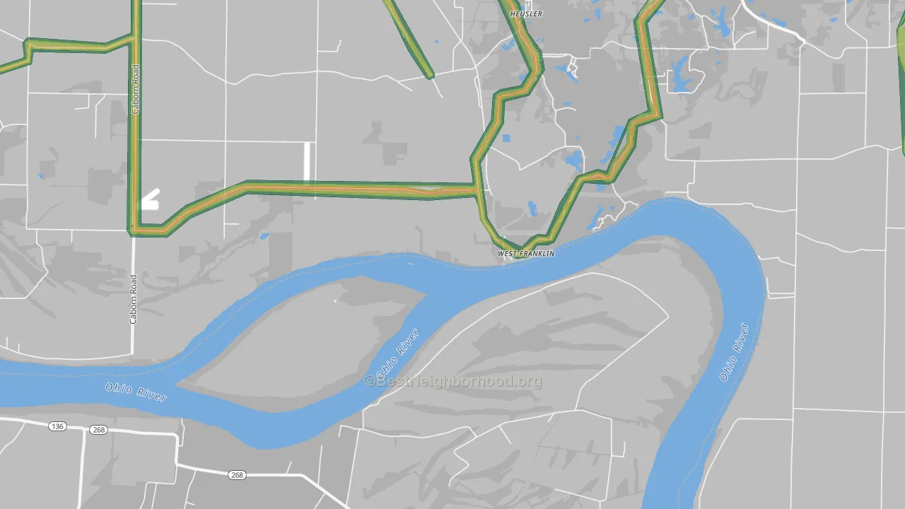 West Franklin, IN Map of Noise Levels in West Franklin