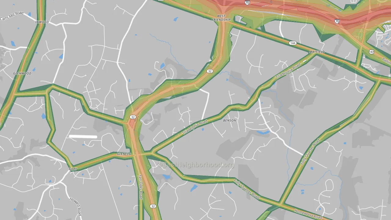 West Friendship, MD Map of Noise Levels in West Friendship