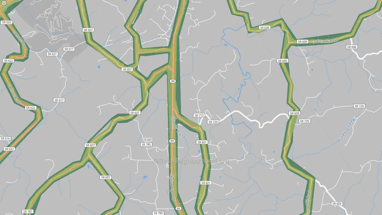West Galax, VA Map of Noise Levels in West Galax