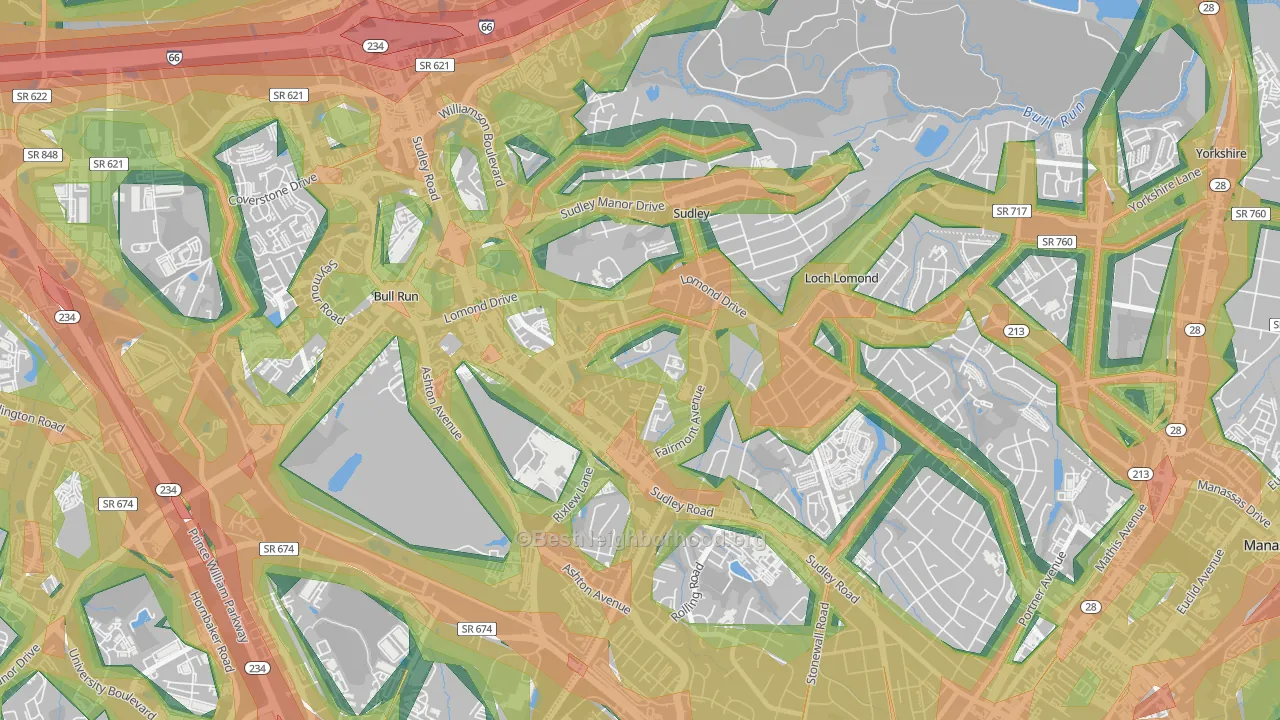 West Gate, Sudley, VA Map of Noise Levels in West Gate