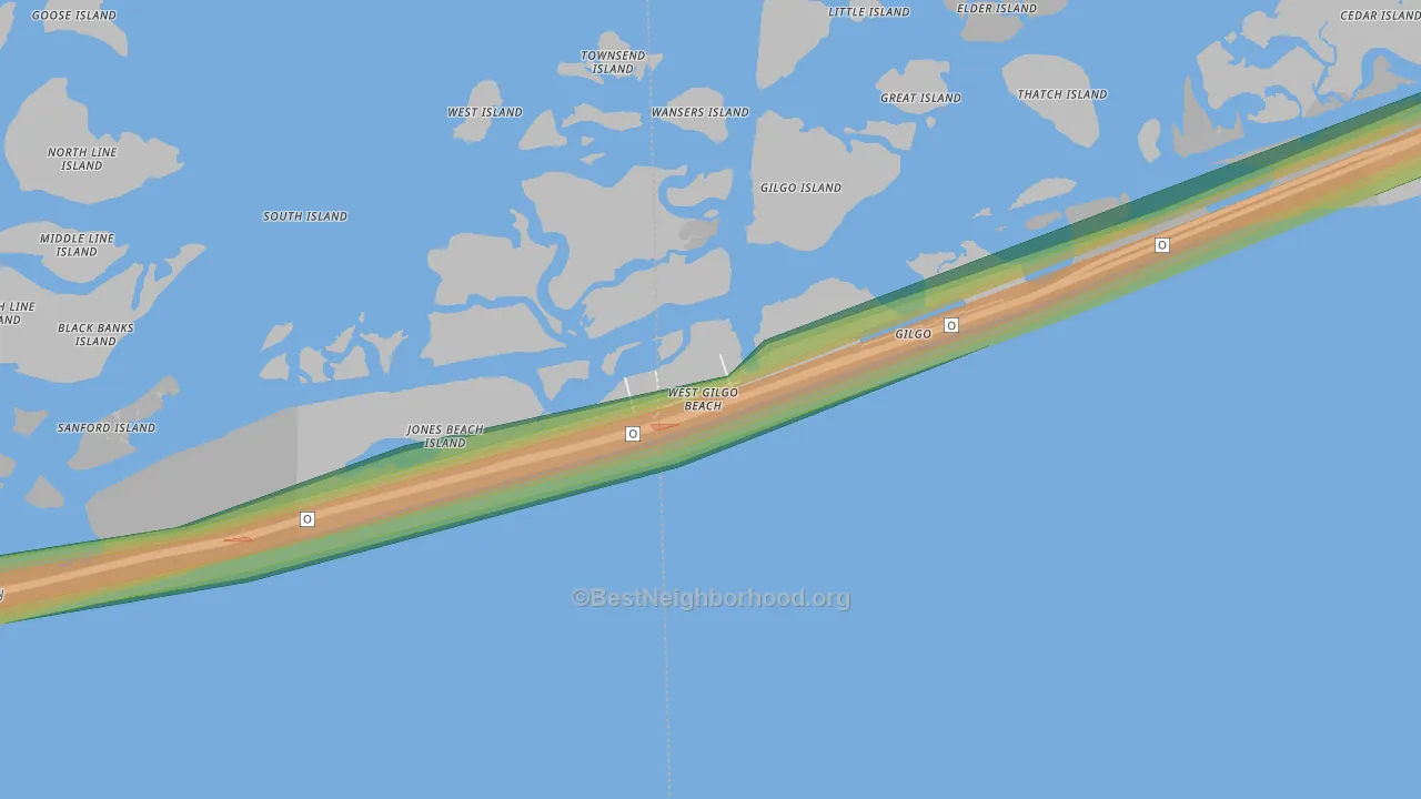 West Gilgo Beach, NY Map of Noise Levels in West Gilgo Beach