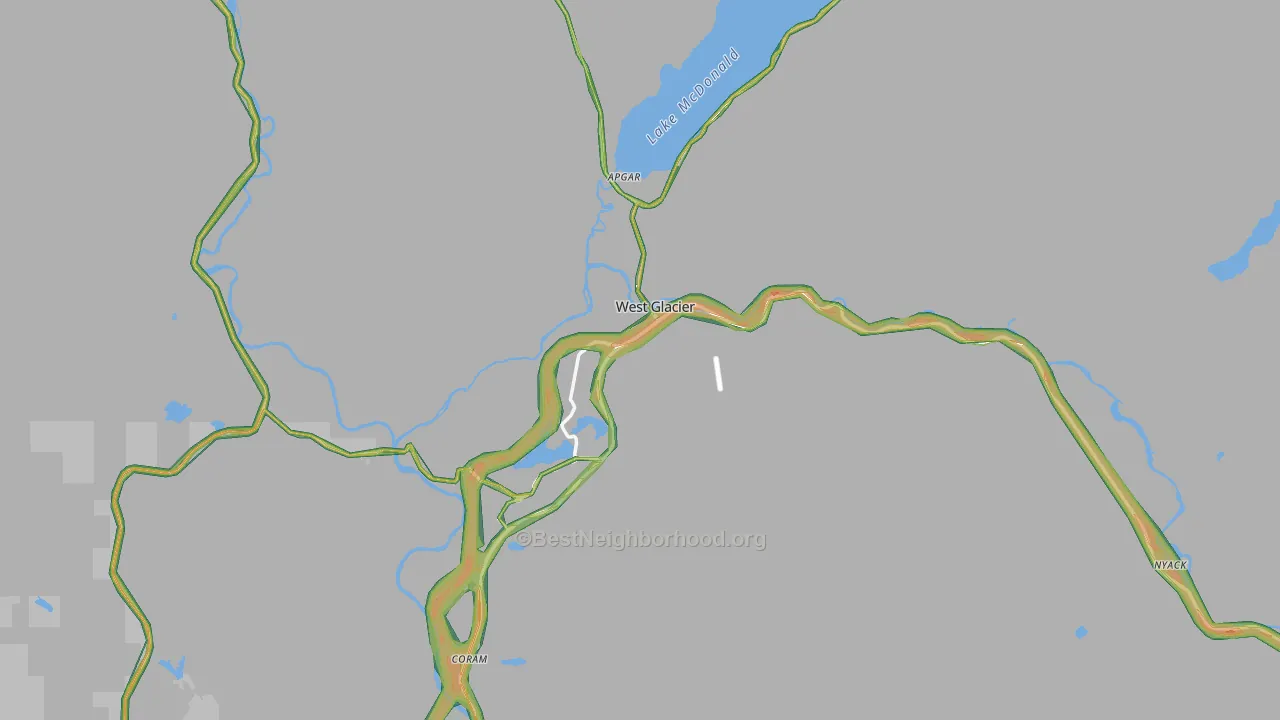 West Glacier, MT Map of Noise Levels in West Glacier