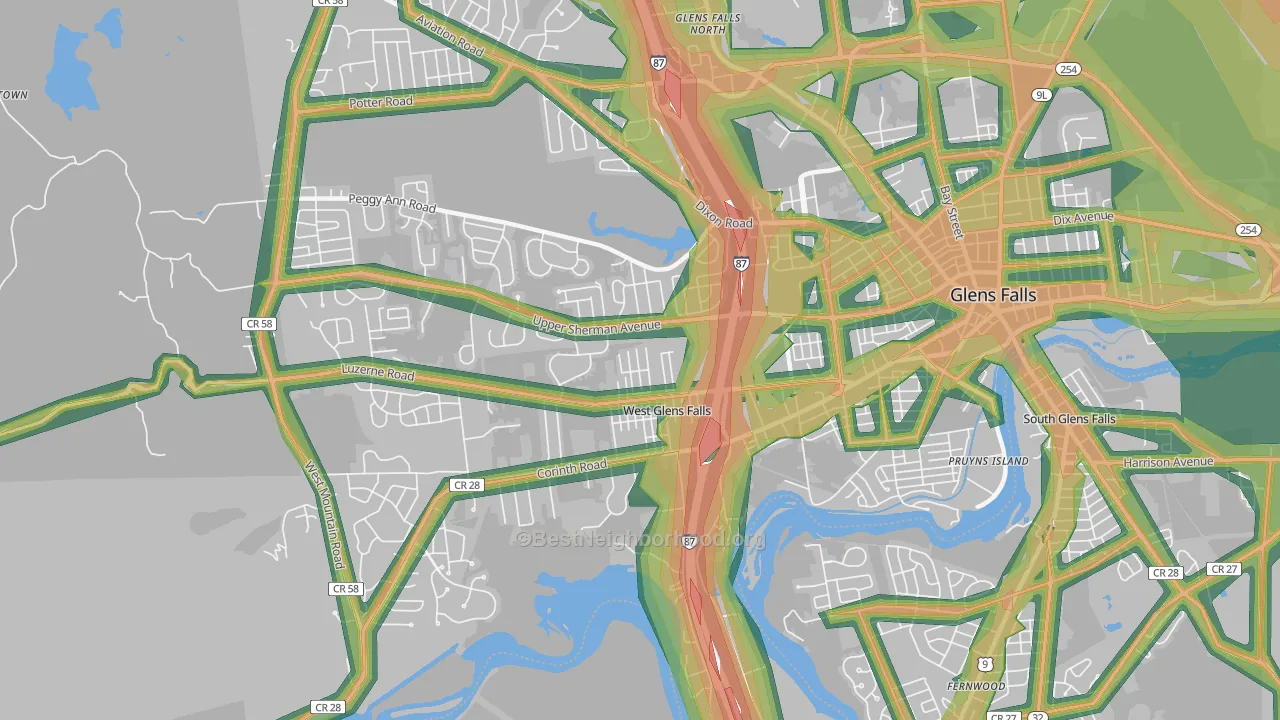 West Glens Falls, NY Map of Noise Levels in West Glens Falls