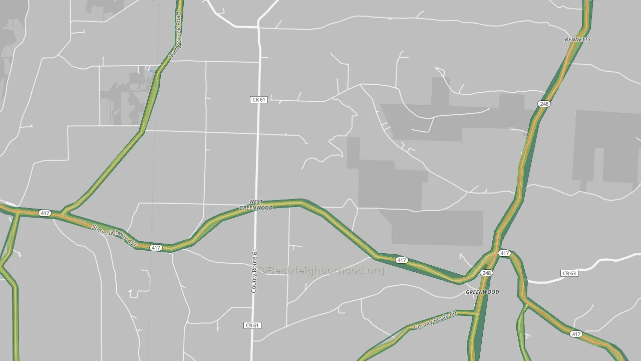 West Greenwood, NY Map of Noise Levels in West Greenwood