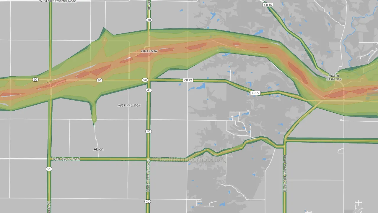 West Hallock, IL Map of Noise Levels in West Hallock