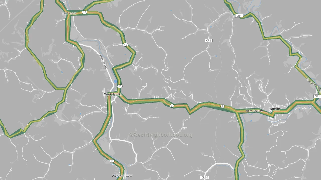 West Hamlin, WV Map of Noise Levels in West Hamlin