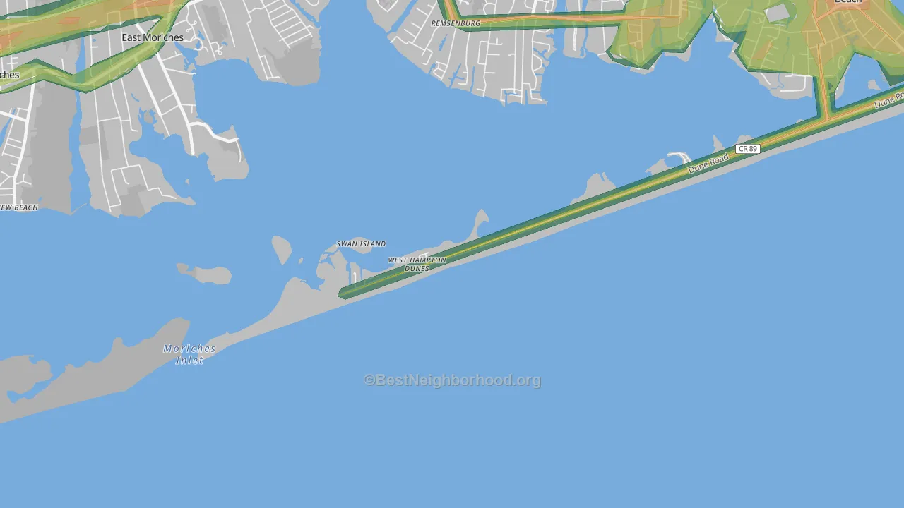 West Hampton Dunes, NY Map of Noise Levels in West Hampton Dunes