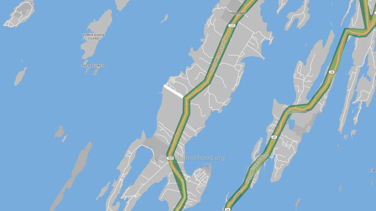 West Harpswell, ME Map of Noise Levels in West Harpswell