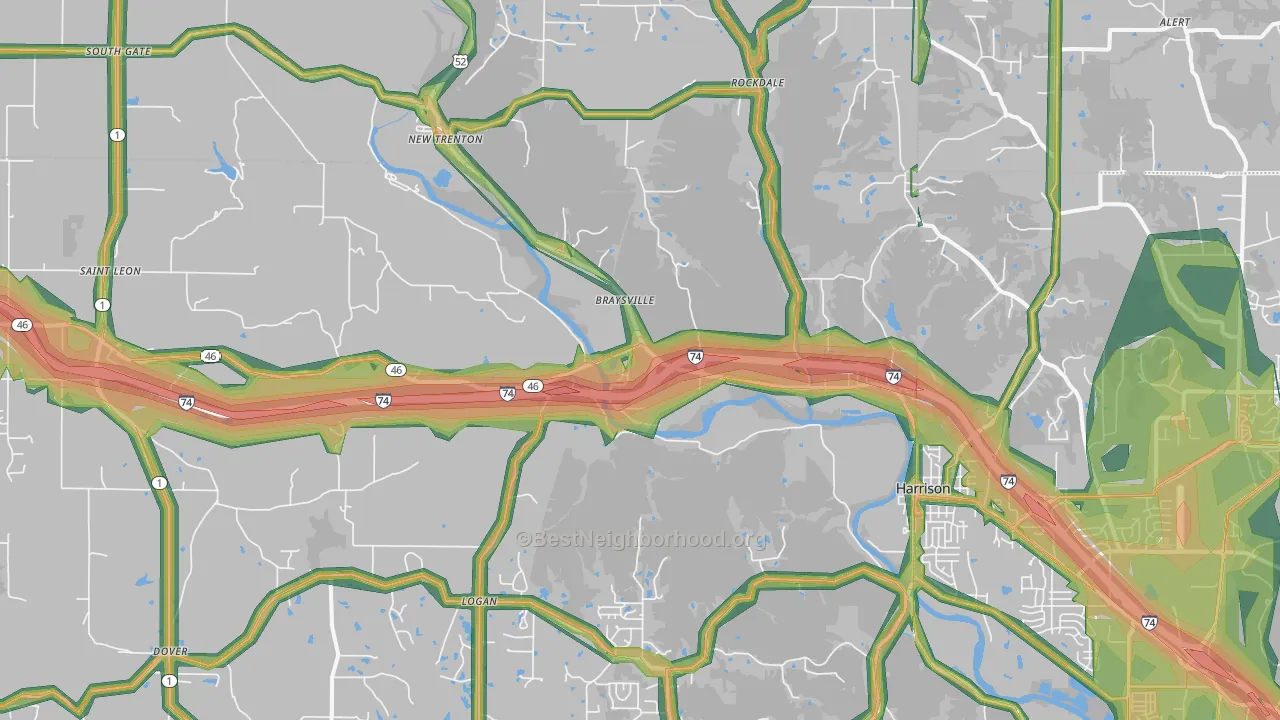 West Harrison, IN Map of Noise Levels in West Harrison
