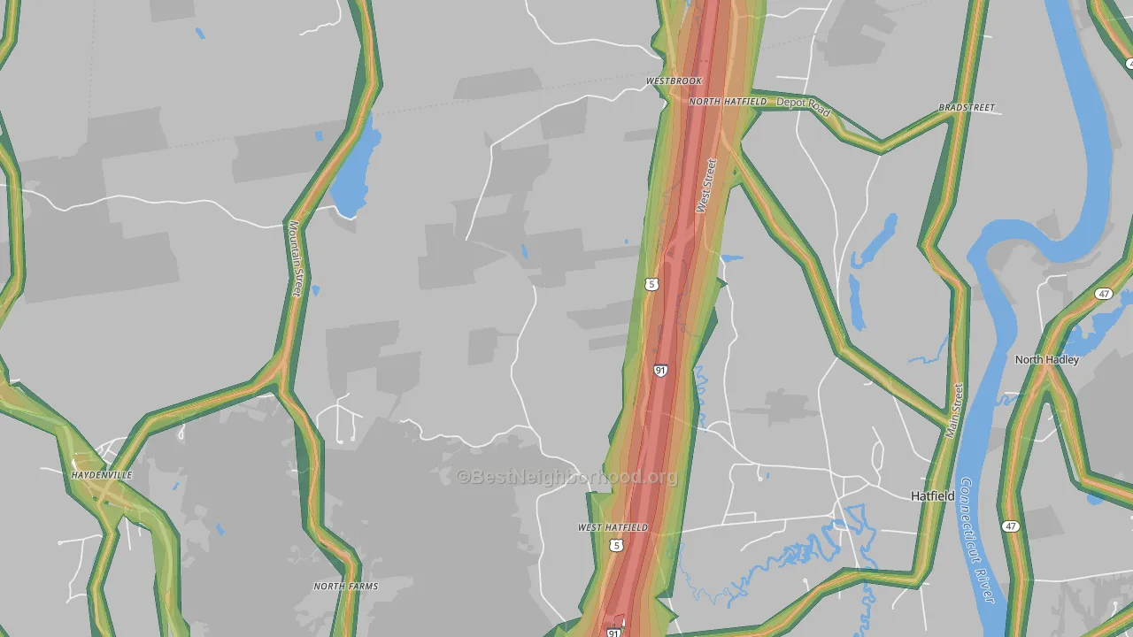 West Hatfield, MA Map of Noise Levels in West Hatfield