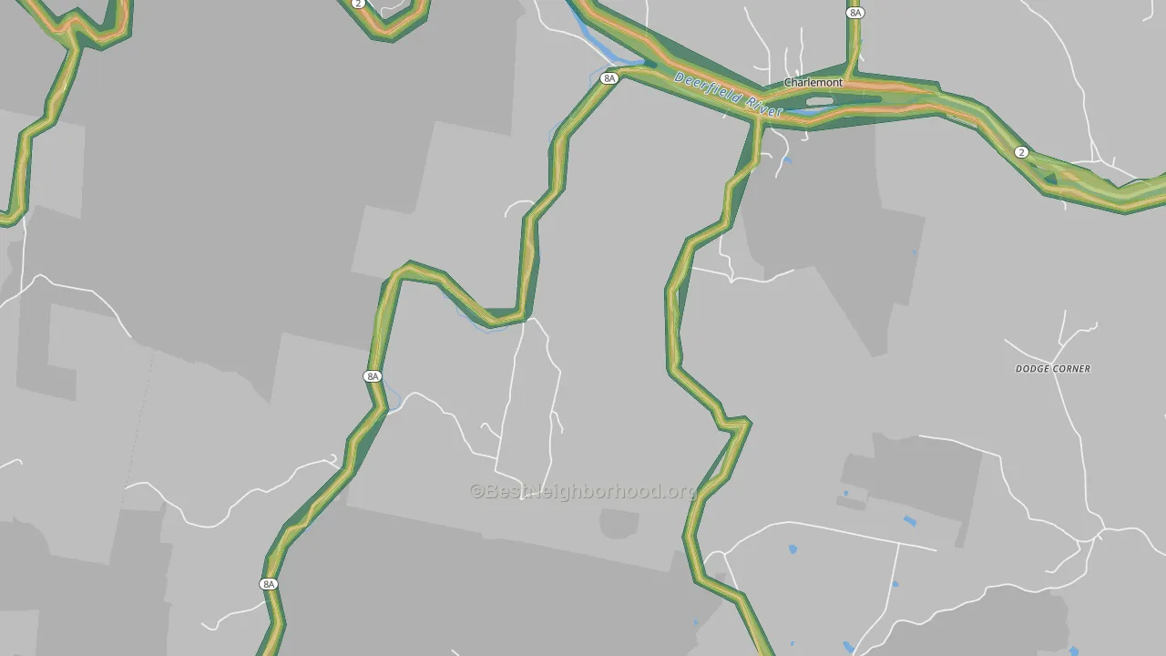 West Hawley, MA Map of Noise Levels in West Hawley