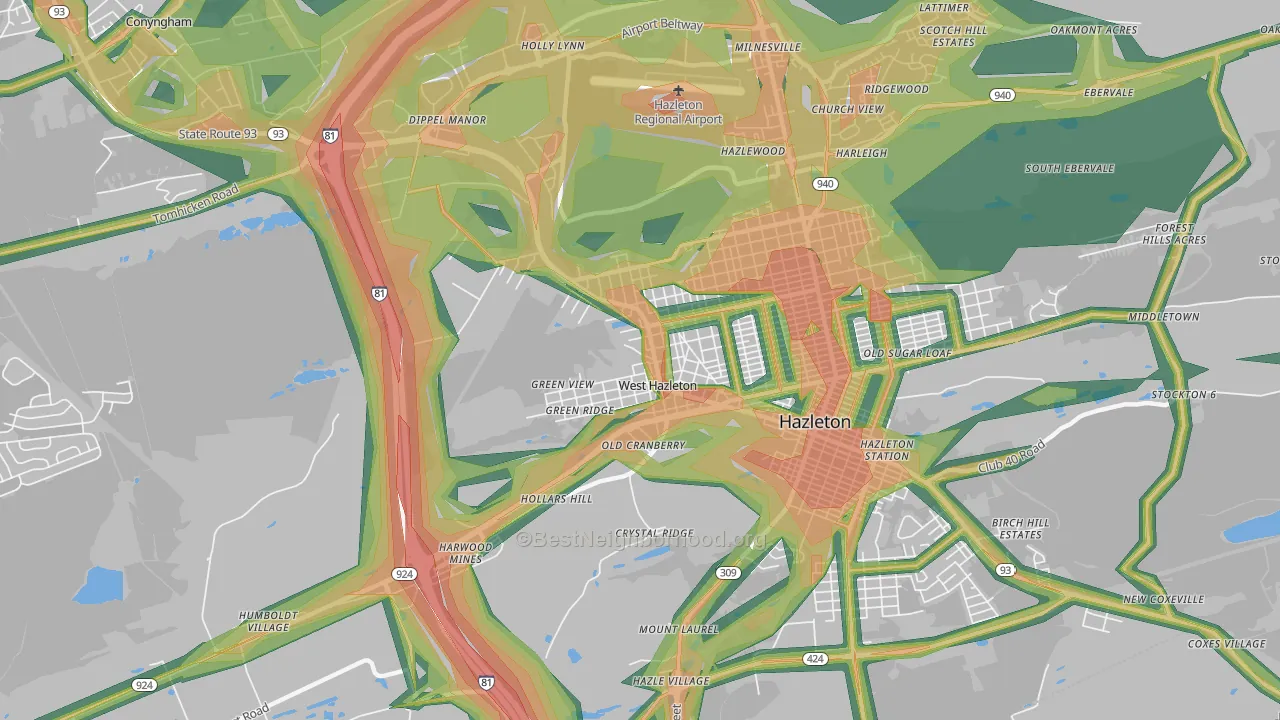 West Hazleton, PA Map of Noise Levels in West Hazleton
