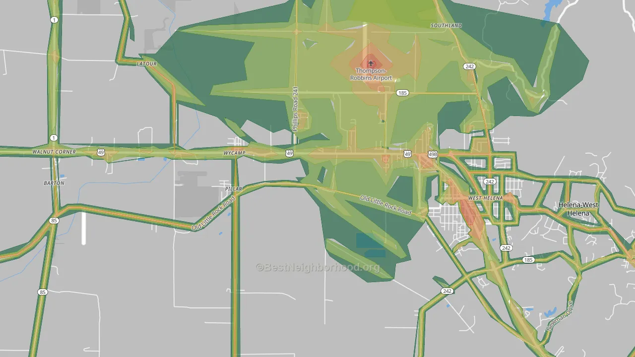 West Helena, AR Map of Noise Levels in West Helena