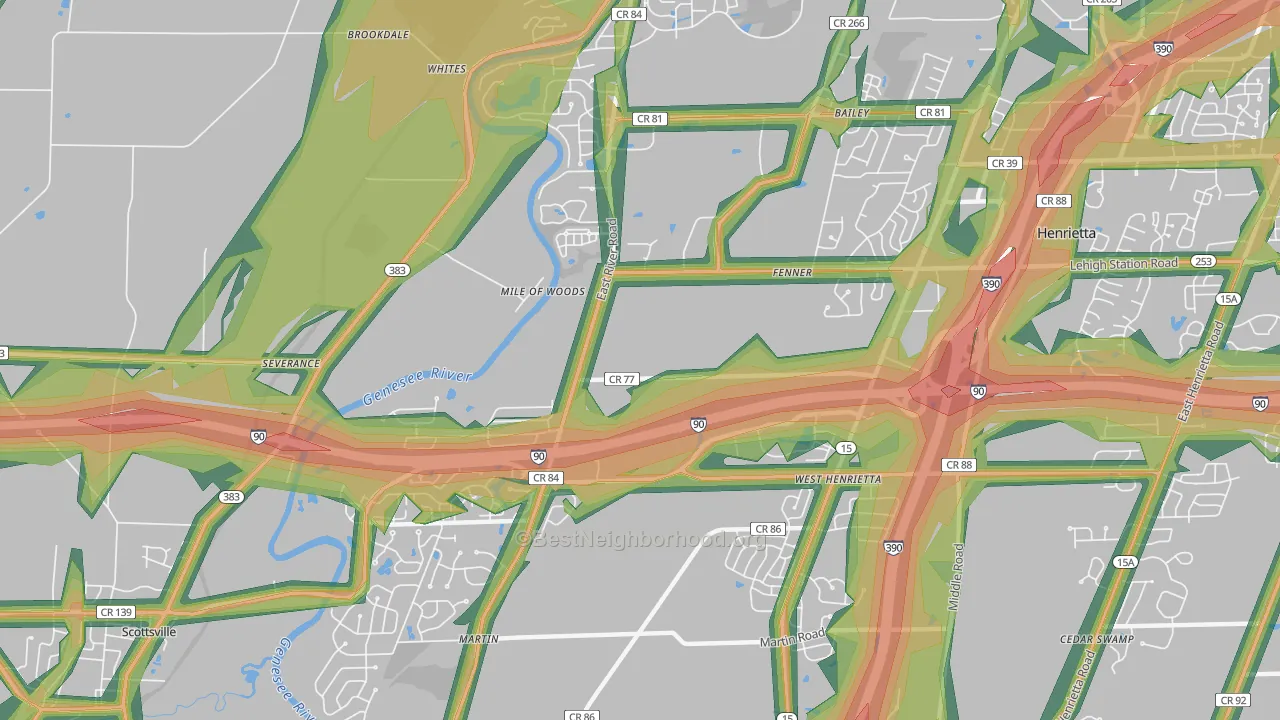 West Henrietta, NY Map of Noise Levels in West Henrietta