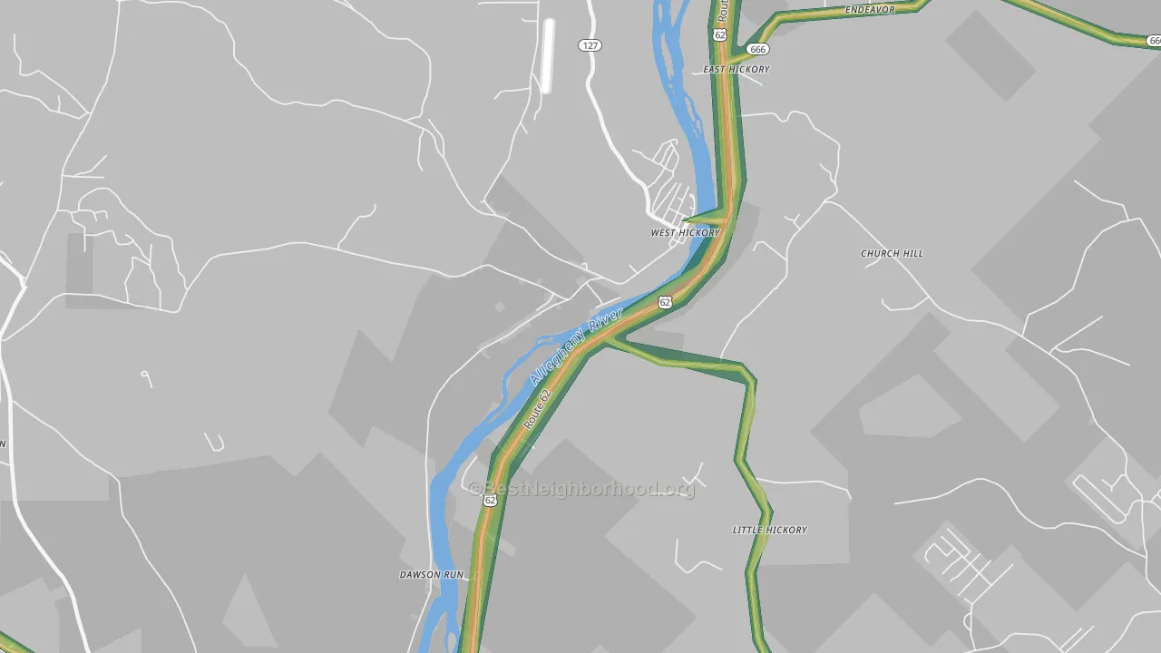West Hickory, PA Map of Noise Levels in West Hickory