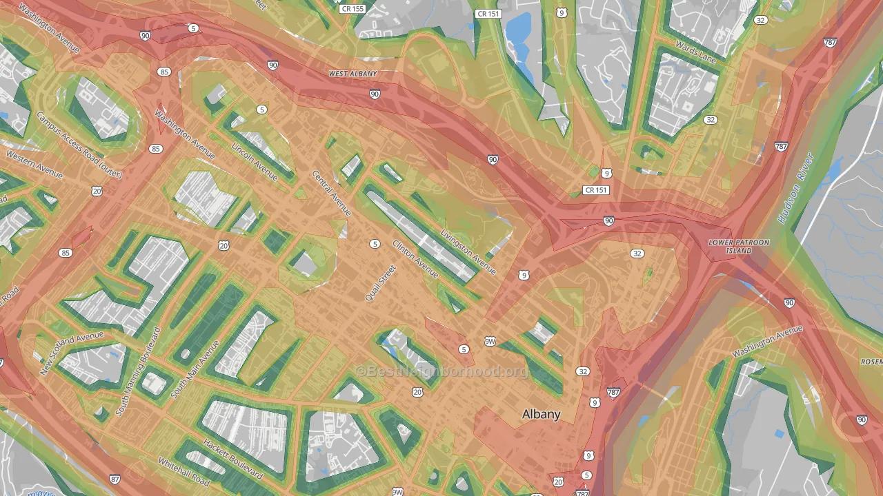 West Hill, Albany, NY Map of Noise Levels in West Hill