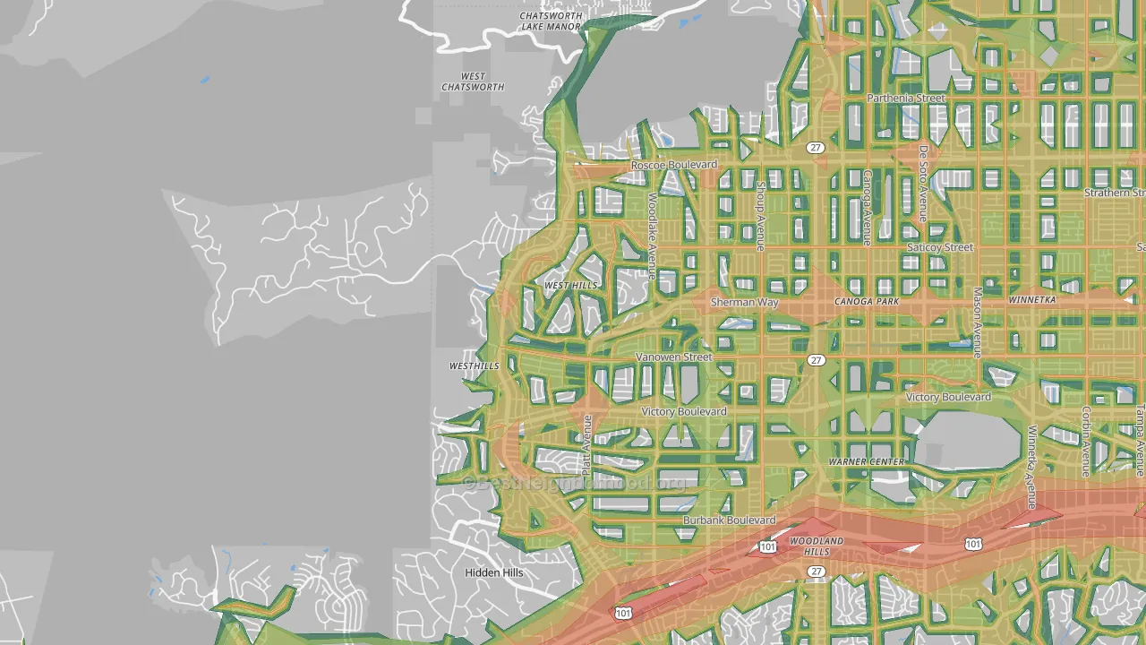 West Hills, CA Map of Noise Levels in West Hills