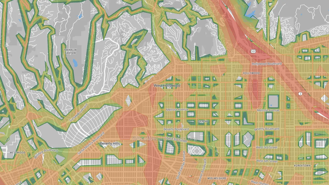 West Hollywood, CA Map of Noise Levels in West Hollywood