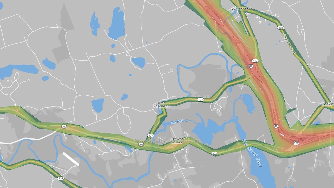 West Hopkinton, NH Map of Noise Levels in West Hopkinton