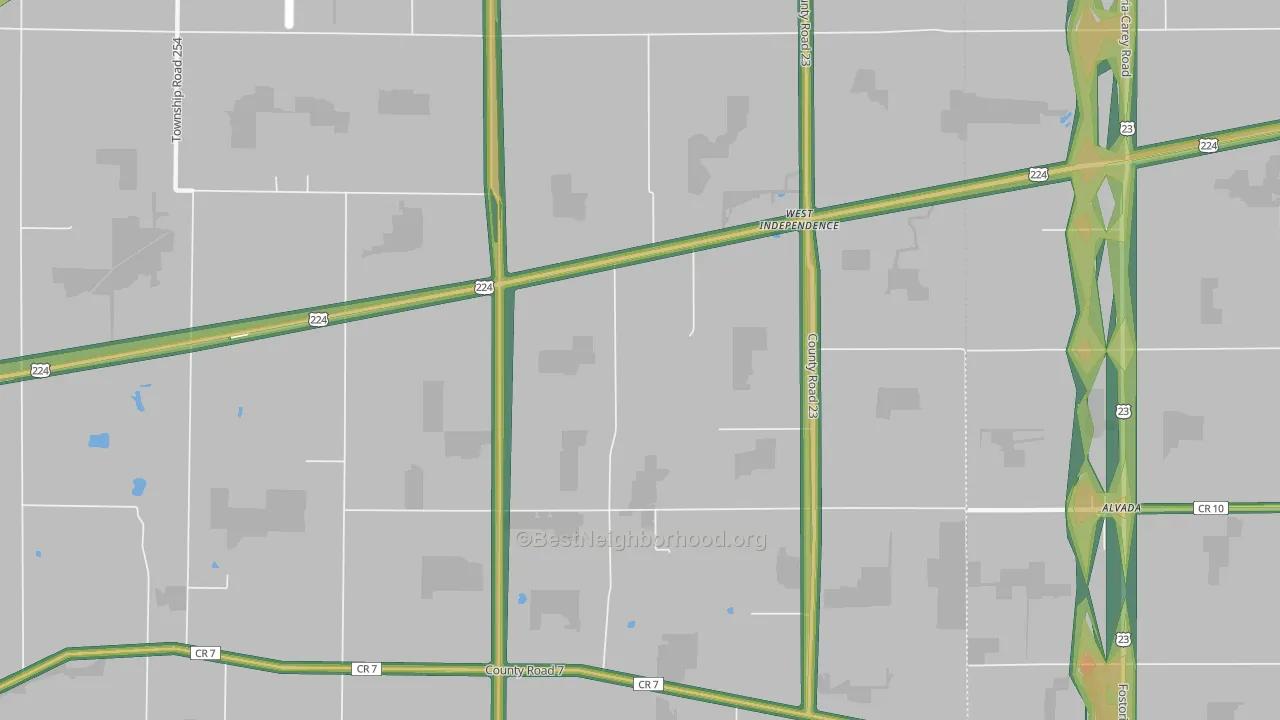 West Independence, OH Map of Noise Levels in West Independence