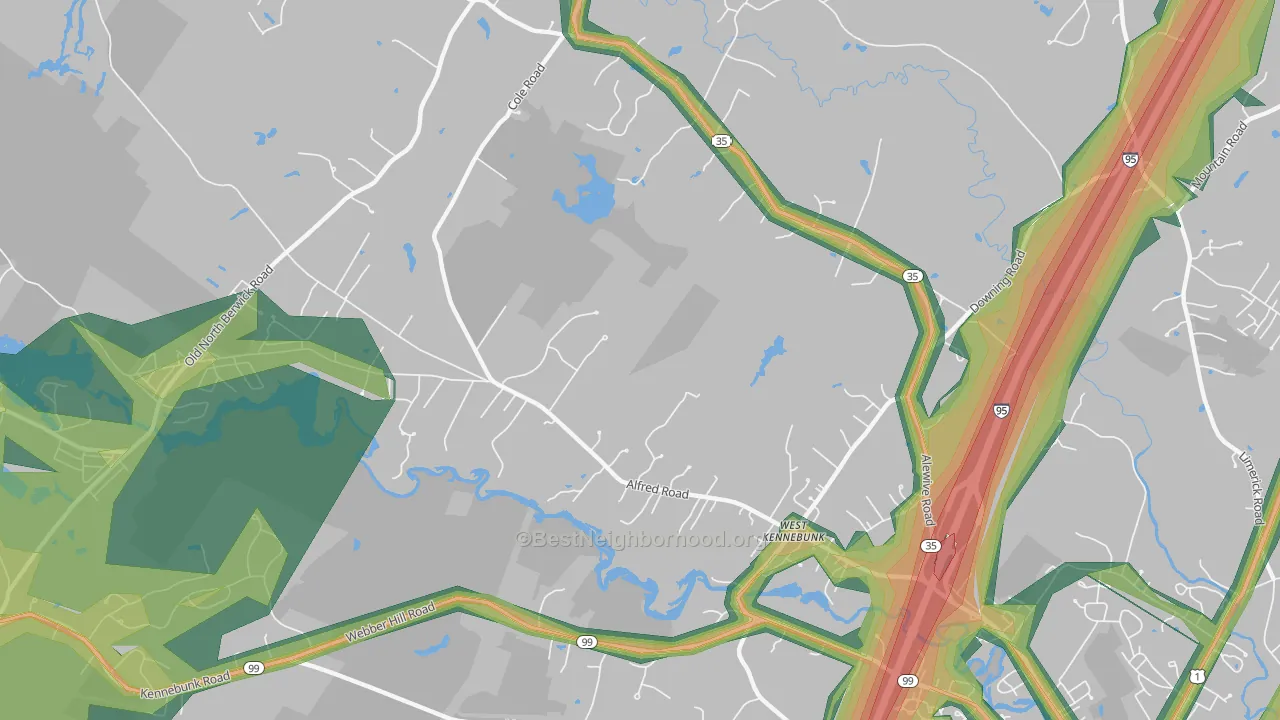 West Kennebunk, ME Map of Noise Levels in West Kennebunk