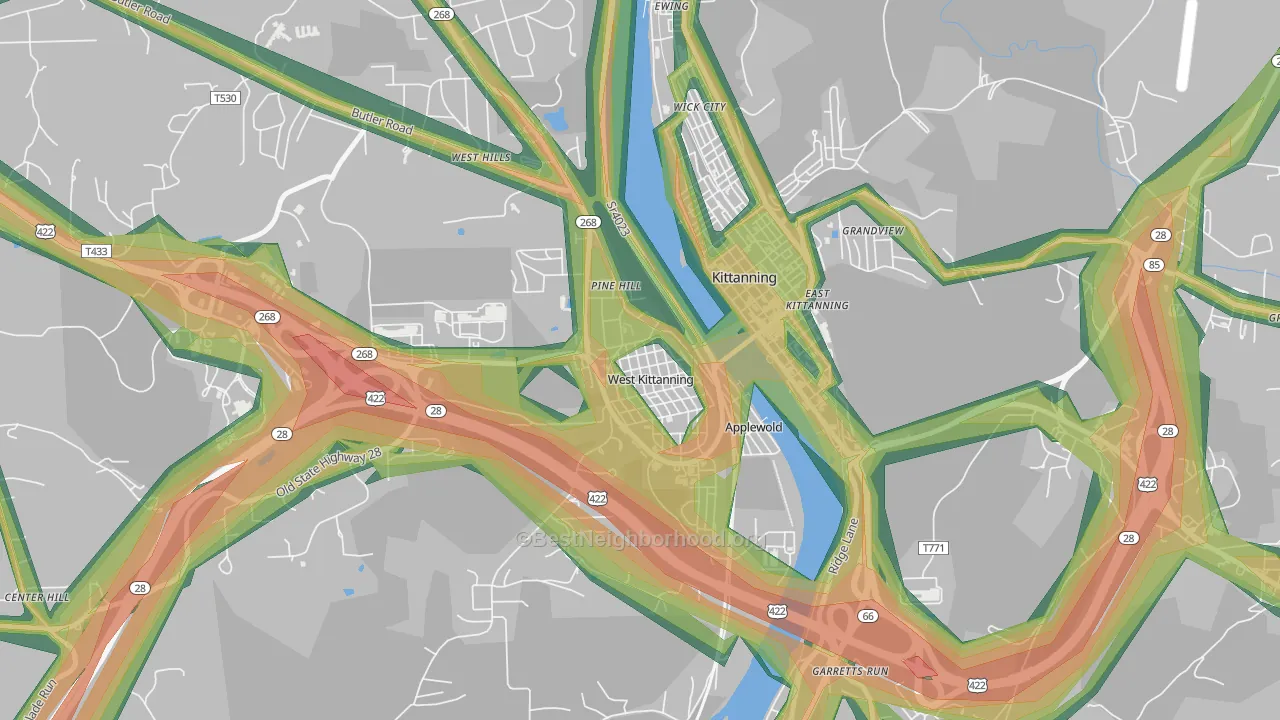 West Kittanning, PA Map of Noise Levels in West Kittanning