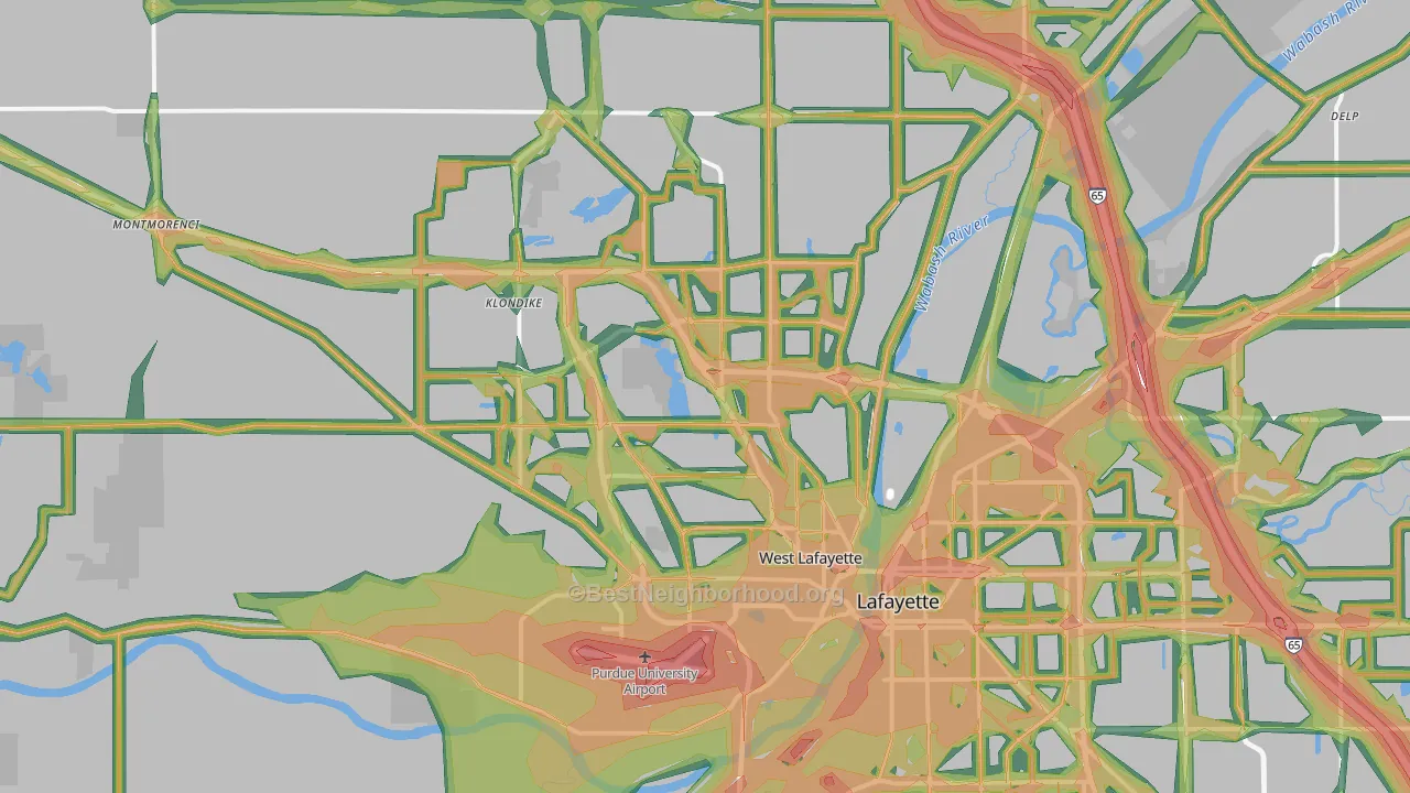 West Lafayette, IN Map of Noise Levels in West Lafayette