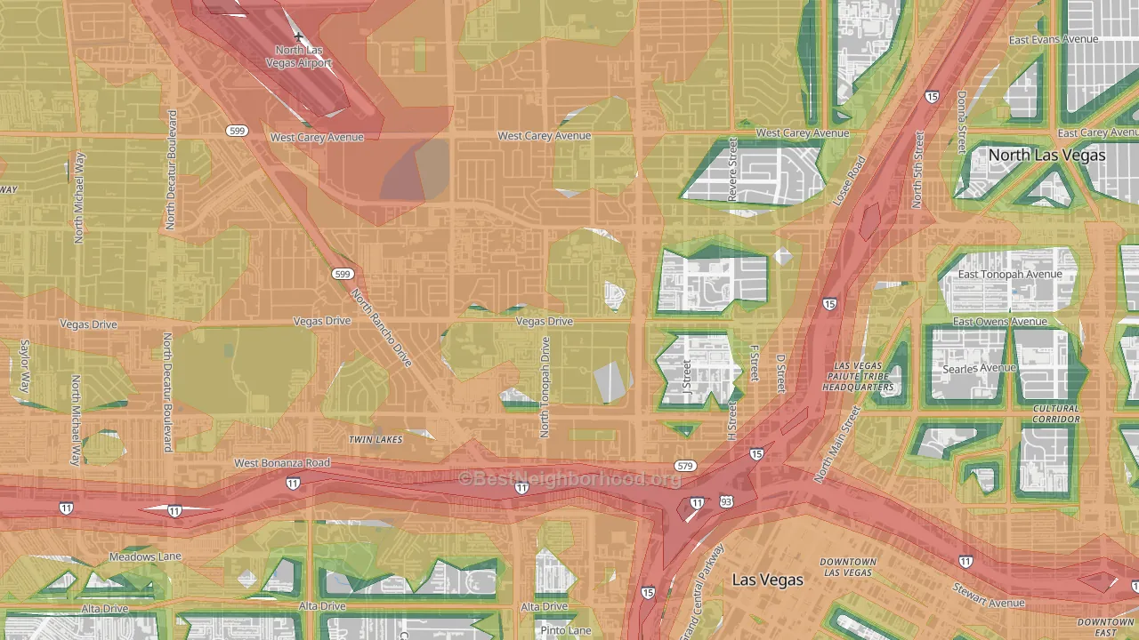 West Las Vegas, Las Vegas, NV Map of Noise Levels in West Las Vegas