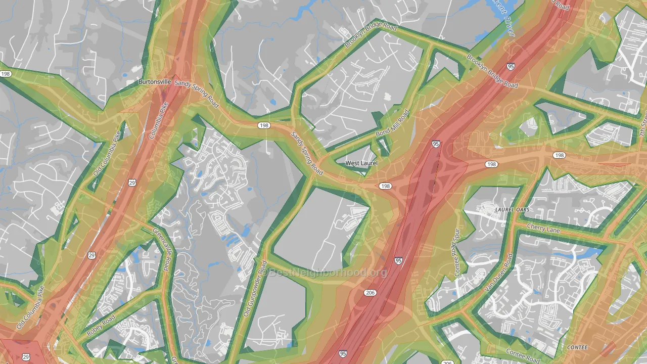 West Laurel, Laurel, MD Map of Noise Levels in West Laurel