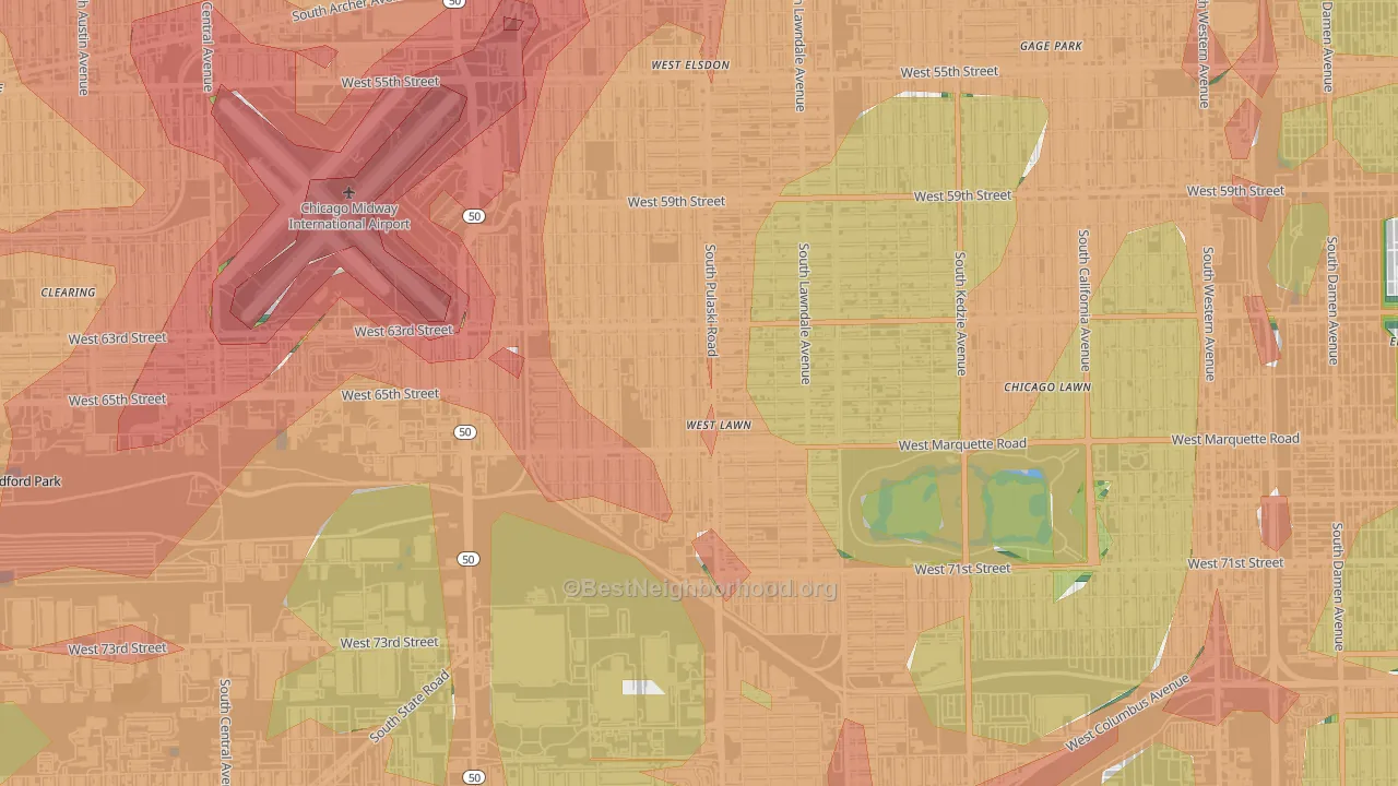West Lawn, Chicago, IL Map of Noise Levels in West Lawn