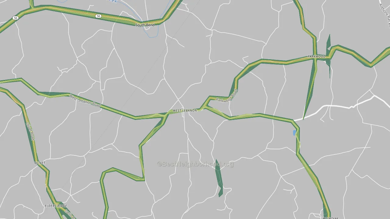 West Lebanon, PA Map of Noise Levels in West Lebanon