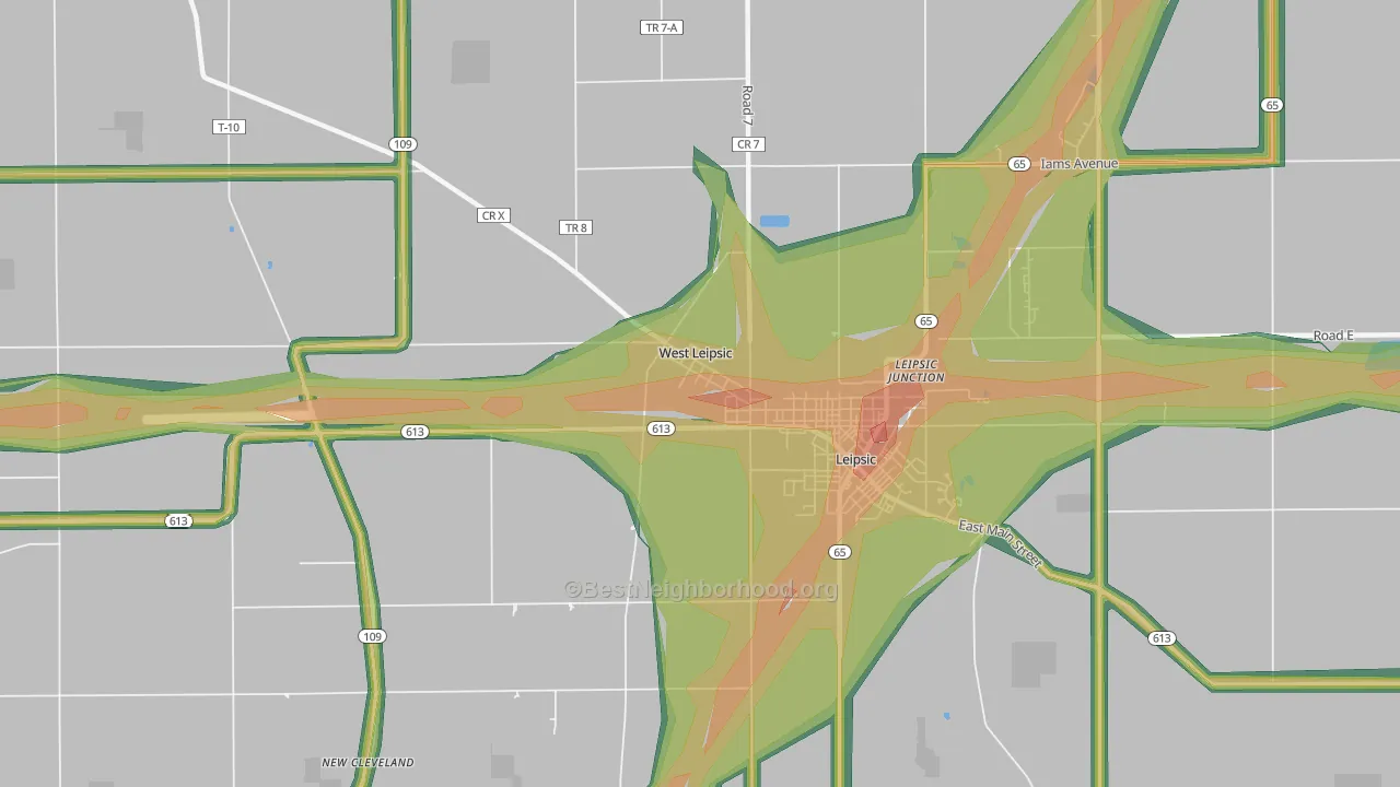 West Leipsic, OH Map of Noise Levels in West Leipsic