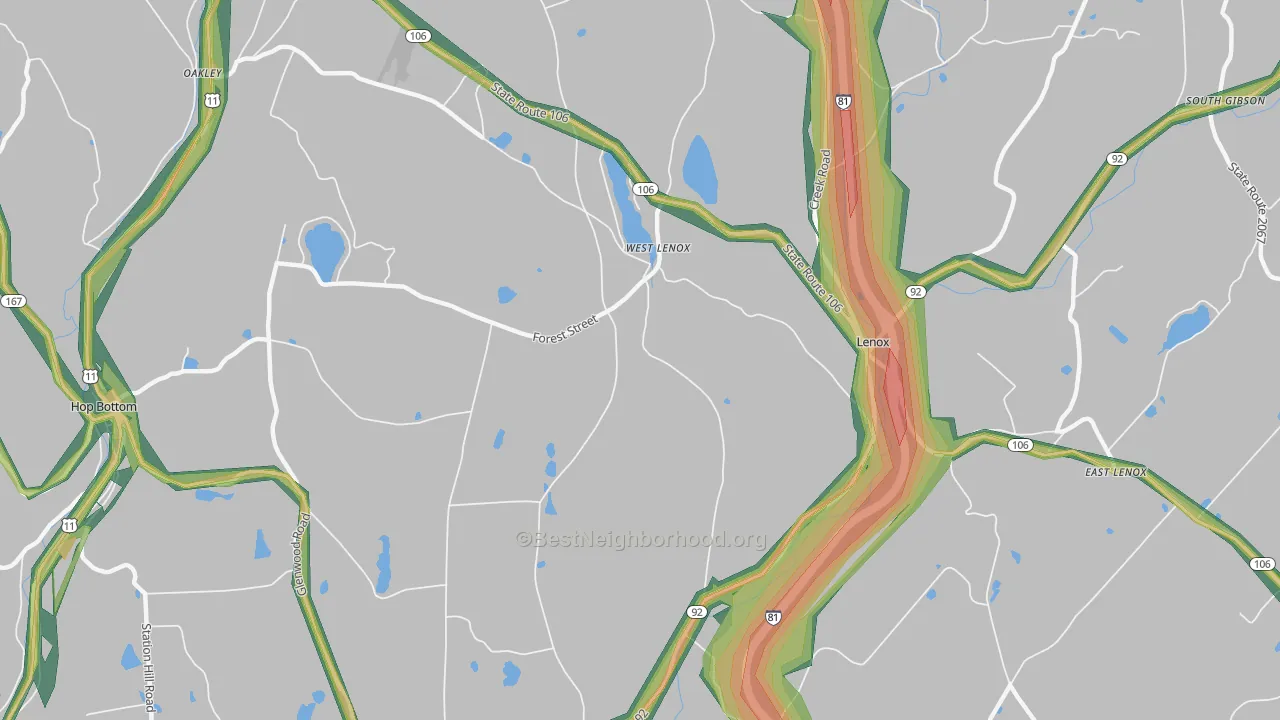 West Lenox, PA Map of Noise Levels in West Lenox