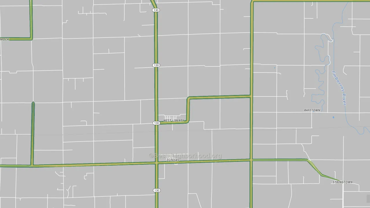 West Liberty, IL Map of Noise Levels in West Liberty