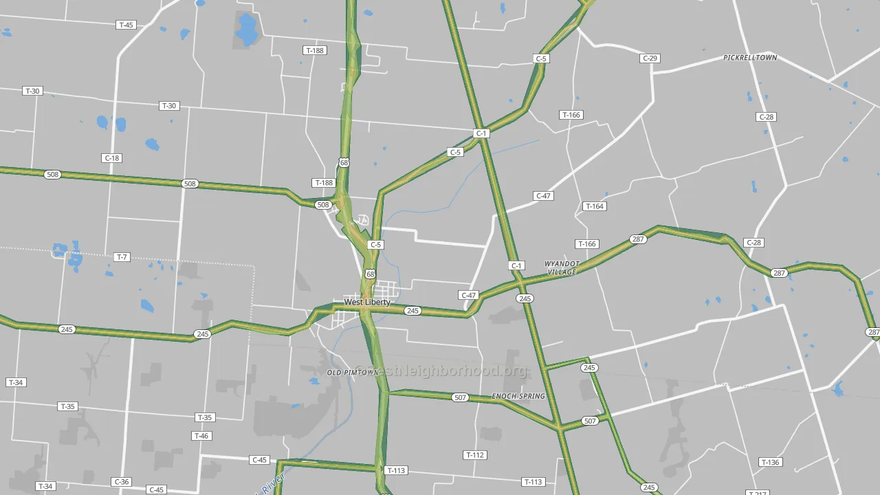 West Liberty, OH Map of Noise Levels in West Liberty