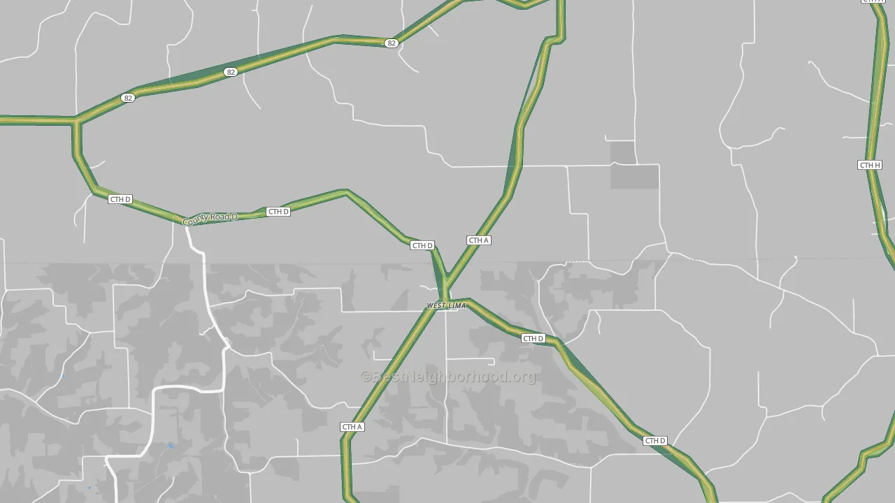 West Lima, WI Map of Noise Levels in West Lima