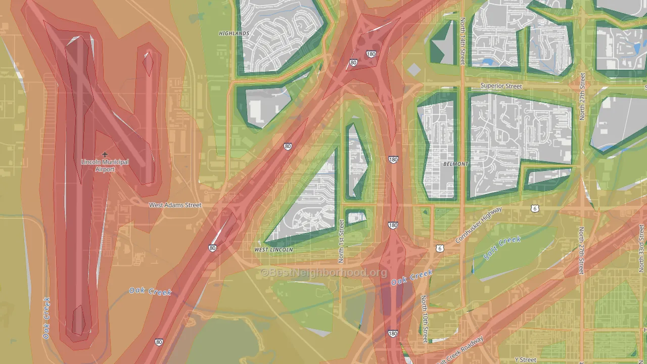 West Lincoln, Lincoln, NE Map of Noise Levels in West Lincoln