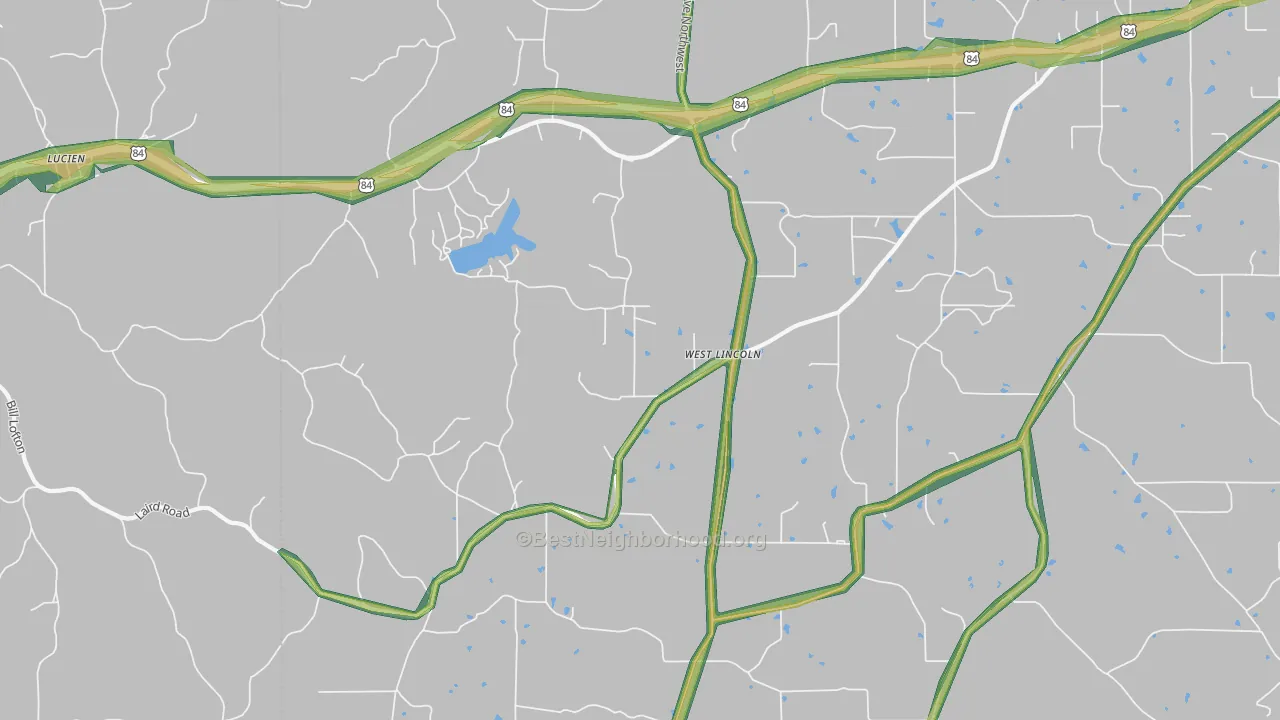West Lincoln, MS Map of Noise Levels in West Lincoln