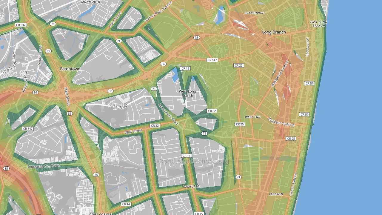 West Long Branch, NJ Map of Noise Levels in West Long Branch