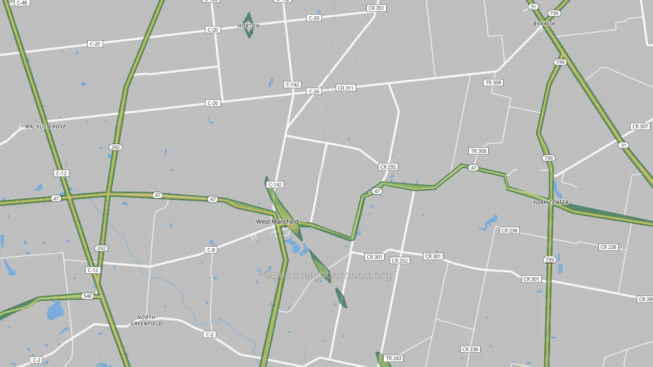 West Mansfield, OH Map of Noise Levels in West Mansfield