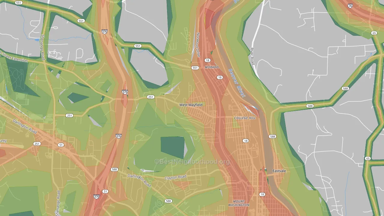 West Mayfield, PA Map of Noise Levels in West Mayfield